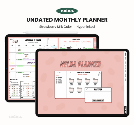 Nelna Digital Undated Monthly Planner for iPad Strawberry Milk ver